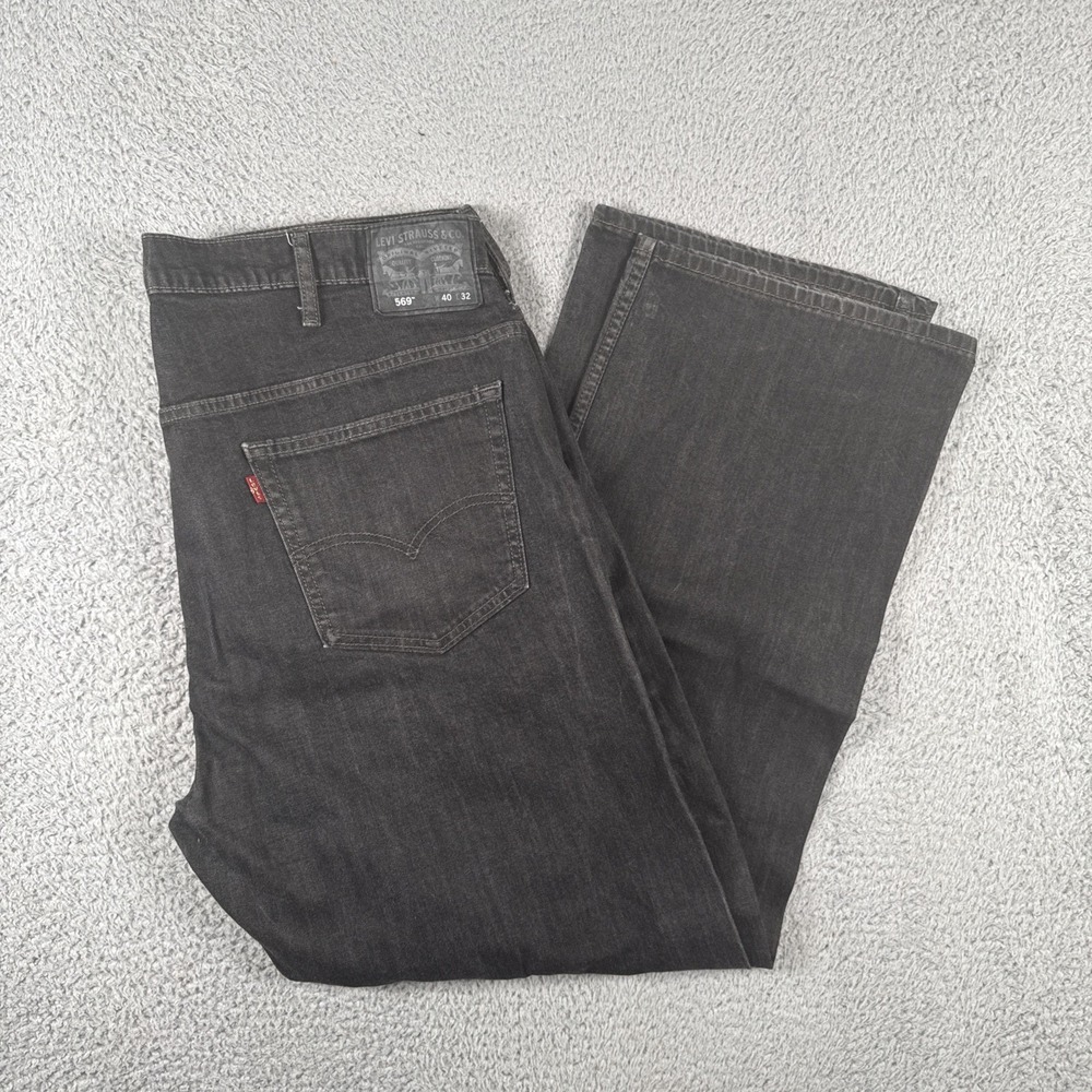 Levis 569 Jeans Men 40x32 (42x32) Black Loose Fit Straight Leg Stretch Skater